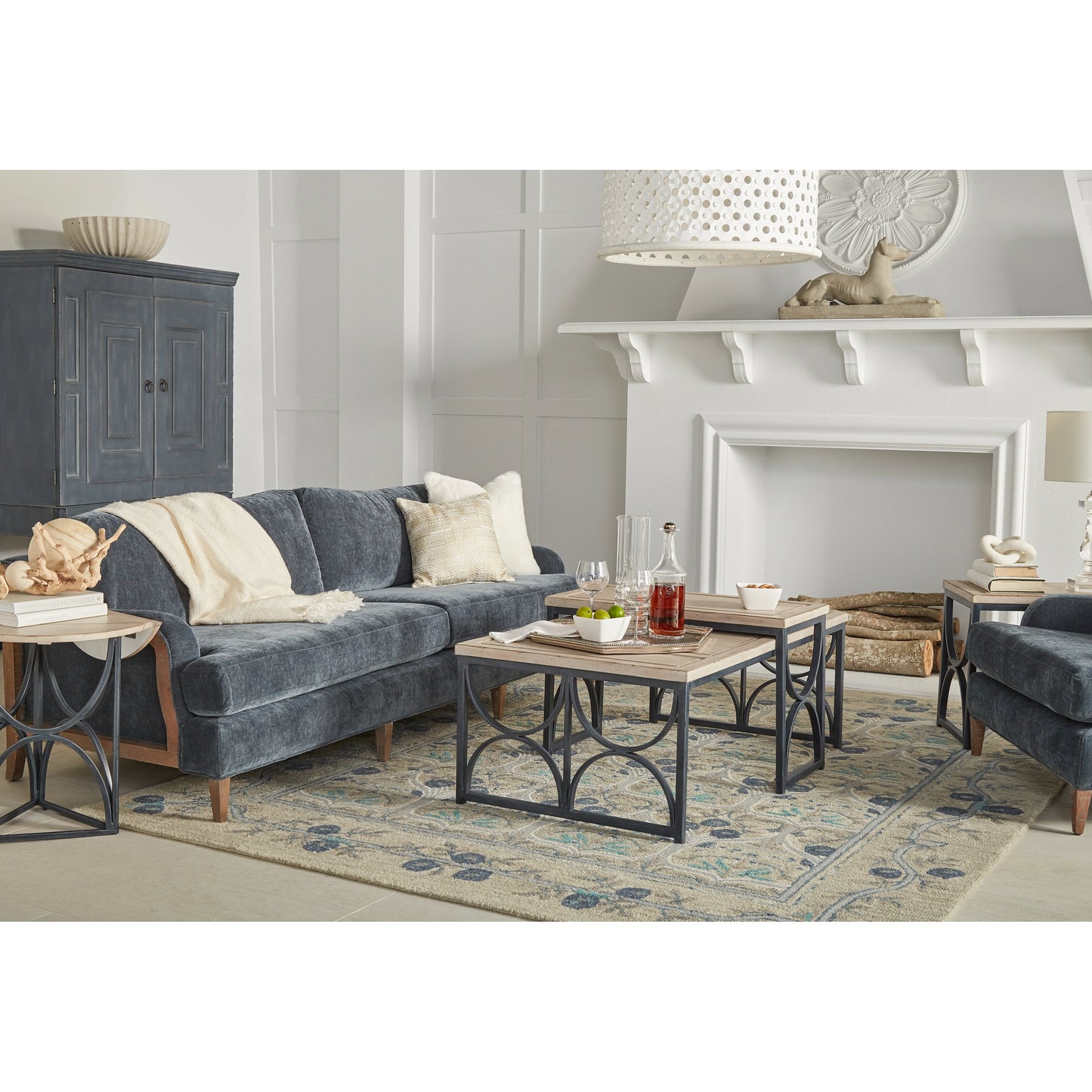 007 SI-2155758 | Lifestyle | Alcove Chairside Table by A.R.T. Furniture in belgian ivory, burnished brass. Made from acacia solids, maple veneers, iron in a modern style.