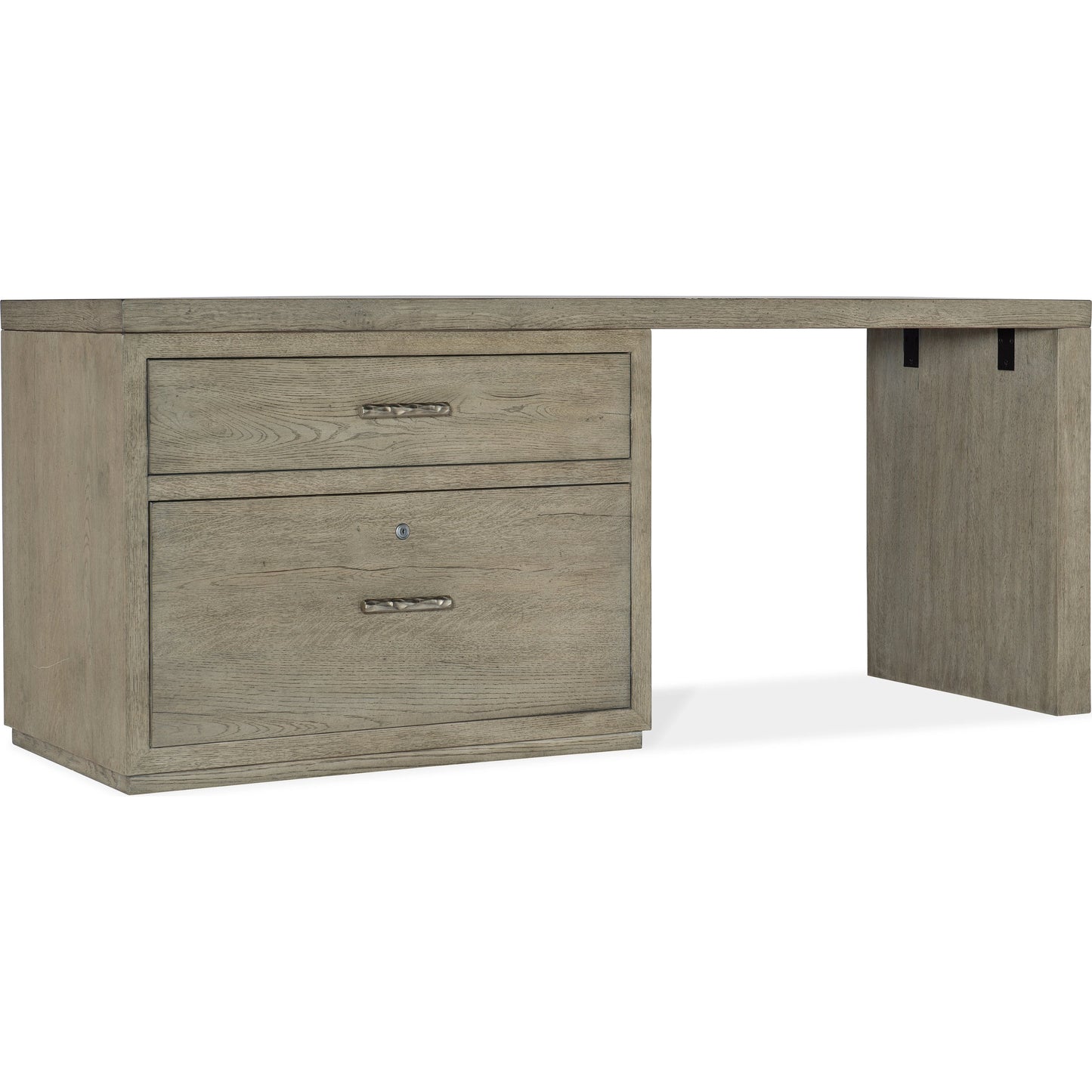001 SI-1900759 | Primary Silo | Linville Falls Desk - 72" Top-Lateral File and Leg by Hooker Furniture in mink. Made from oak veneers in a modern style.