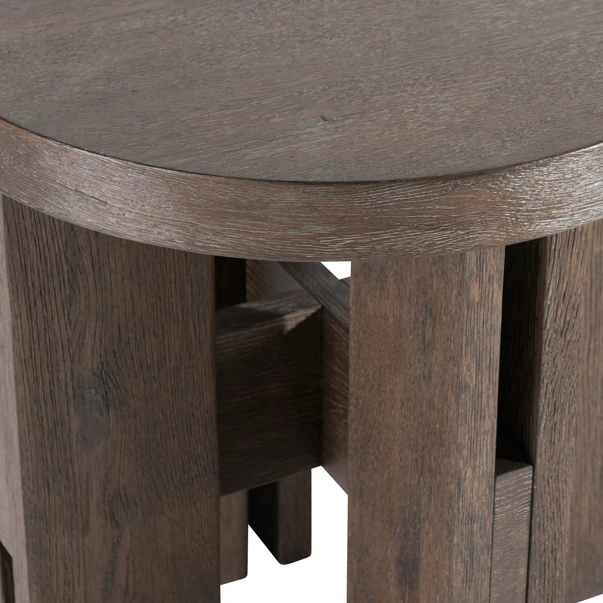 Outline Round Side Table by Bernhardt in cassel. Made from wood in a transitional style.