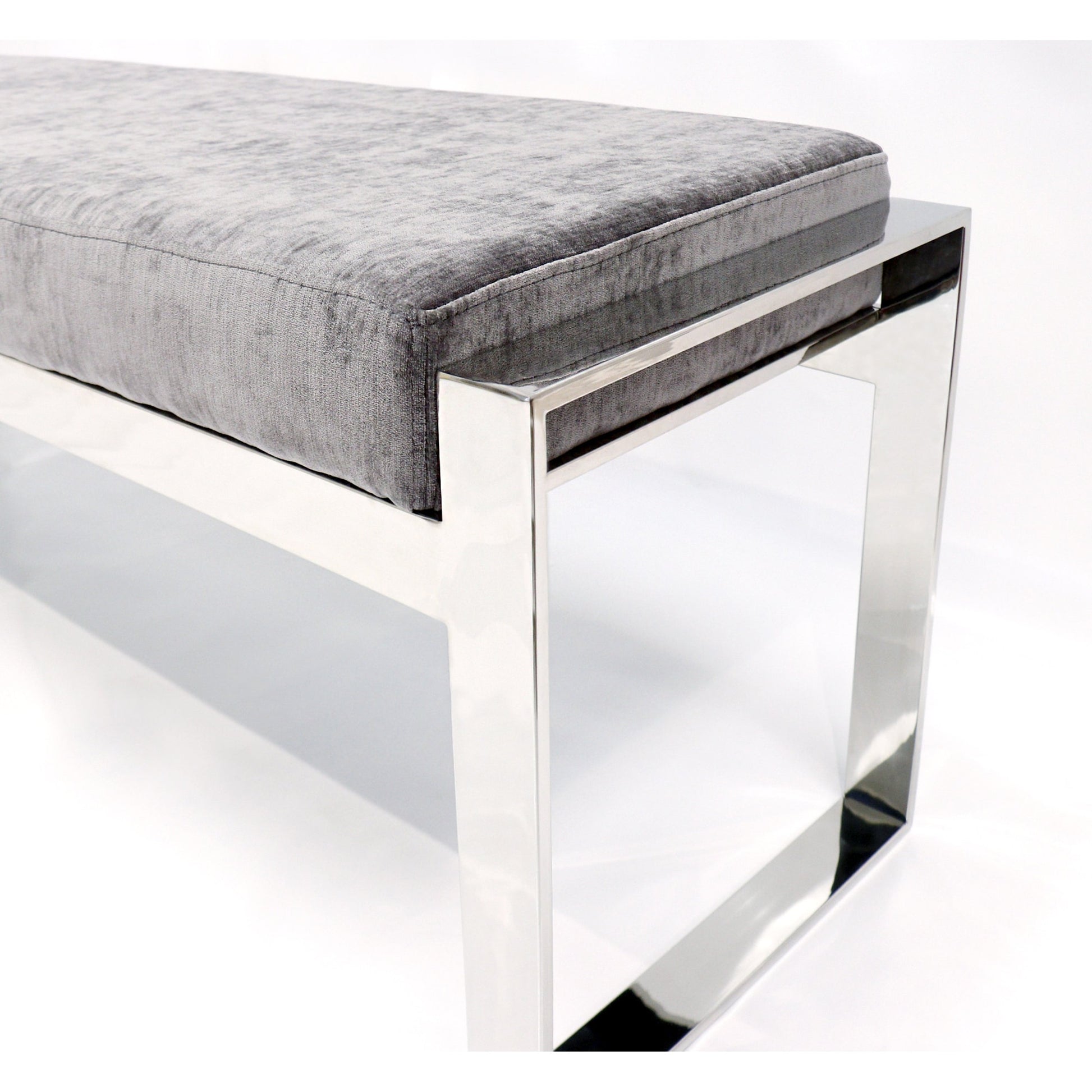 Luxe Ottoman by Pasargad Home in chrome. Made from unique in a modern style.