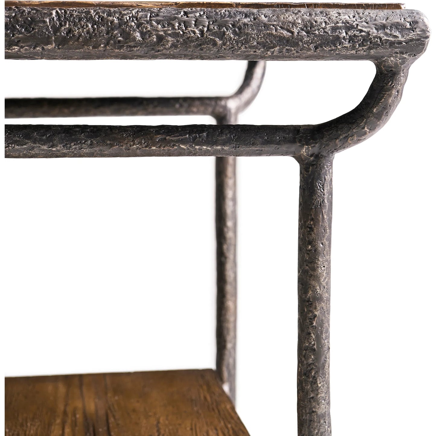 004 SI-2535720 | Closeup | Forge Iron Square End Table by Jonathan Charles in cast metal finish. Made from main aluminum in a unique style.
