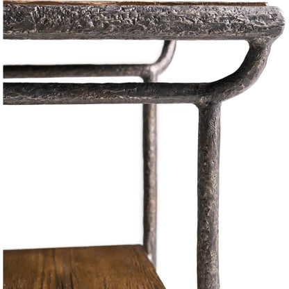 Forge Iron Square End Table by Jonathan Charles in cast metal finish. Made from main aluminum in a unique style.