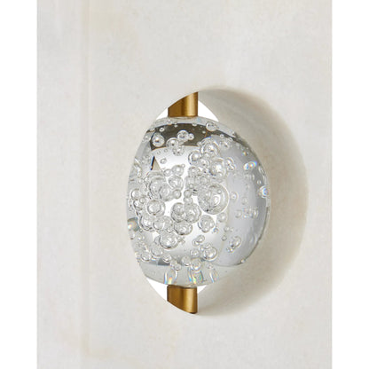 Radiant Table Lamp by Currey and Company in white, clear, antique brass. Made from white marble, glass, metal in a modern style.