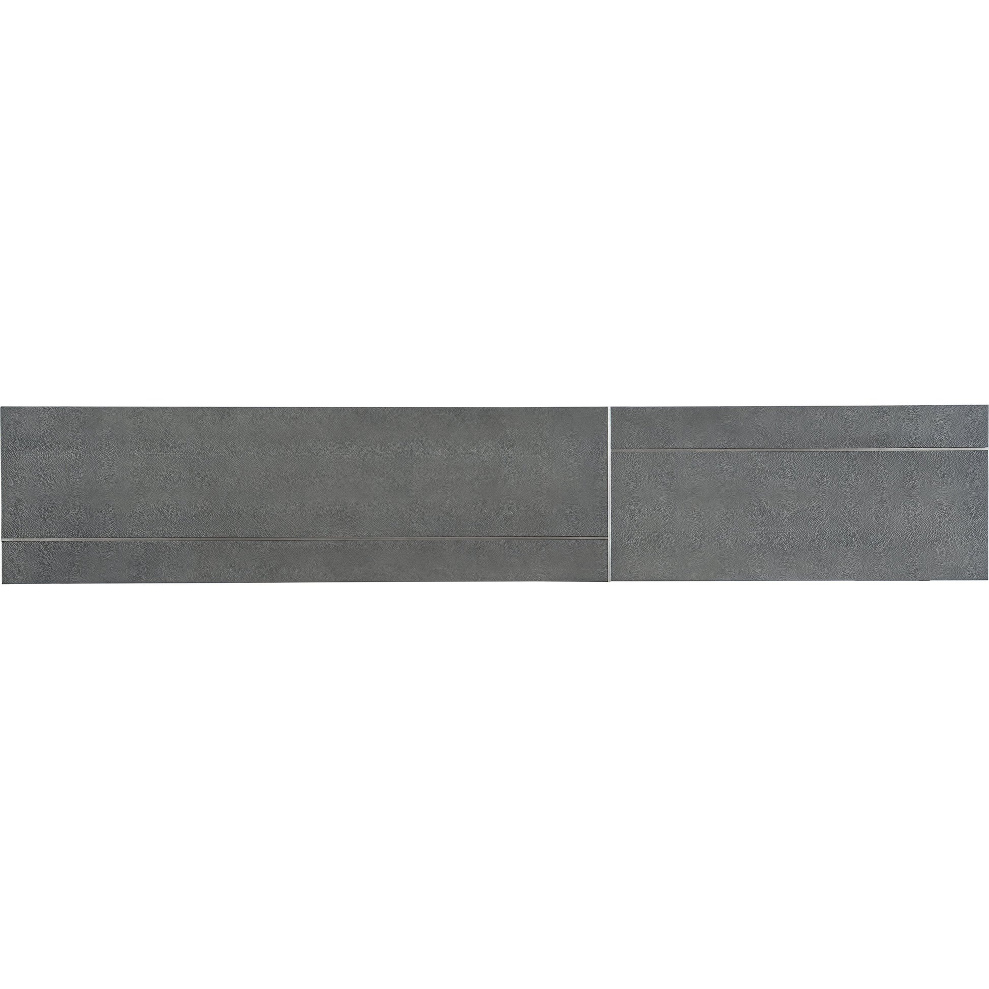 Chapman Mixed Media Console Table by Hooker Furniture in gray and pewter. Made from metal, faux shagreen in a modern style.
