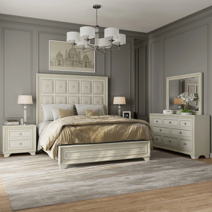 Camila Bed by Pulaski Furniture in semi-transparent creamy white. Made from ash veneers in a modern style.
