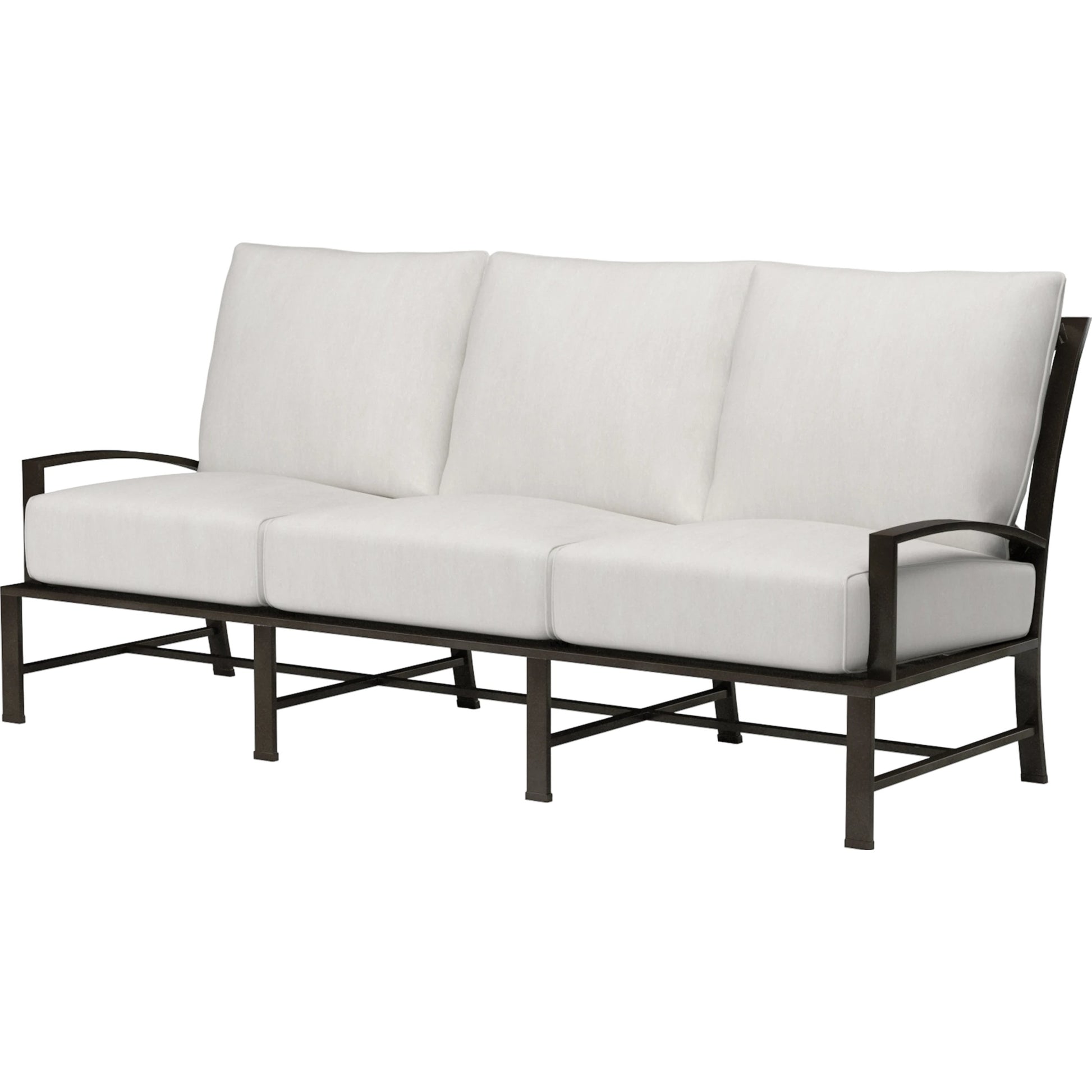 La Outdoor Jolla Sofa by Sunset West in espresso. Made from aluminum in a modern style.