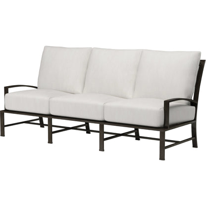 La Outdoor Jolla Sofa by Sunset West in espresso. Made from aluminum in a modern style.