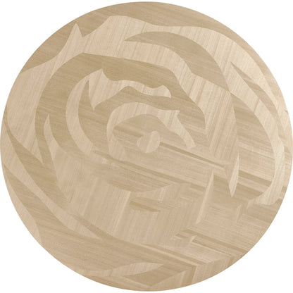 Tidepool Round Dining Table by Jonathan Charles in beige and natural dyed koto. Made from koto veneer in a modern style.