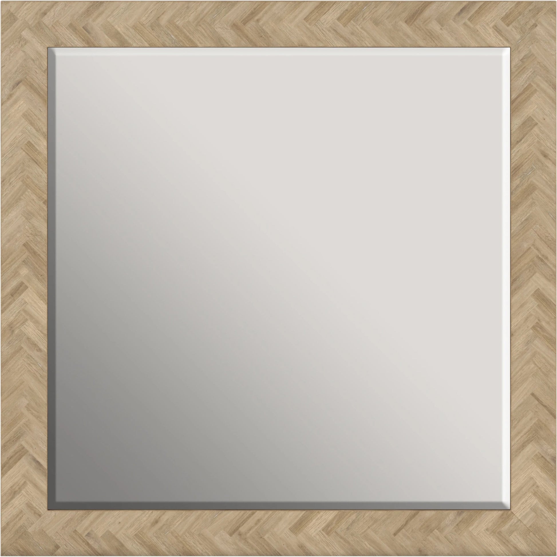 Garrison Square Mirror by A.R.T. Furniture in brown and washed oak. Made from parawood solids with ash embossing, white oak veneers, glass in a cottage & farmhouse style.