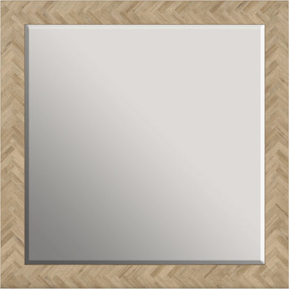 Garrison Square Mirror by A.R.T. Furniture in brown and washed oak. Made from parawood solids with ash embossing, white oak veneers, glass in a cottage & farmhouse style.