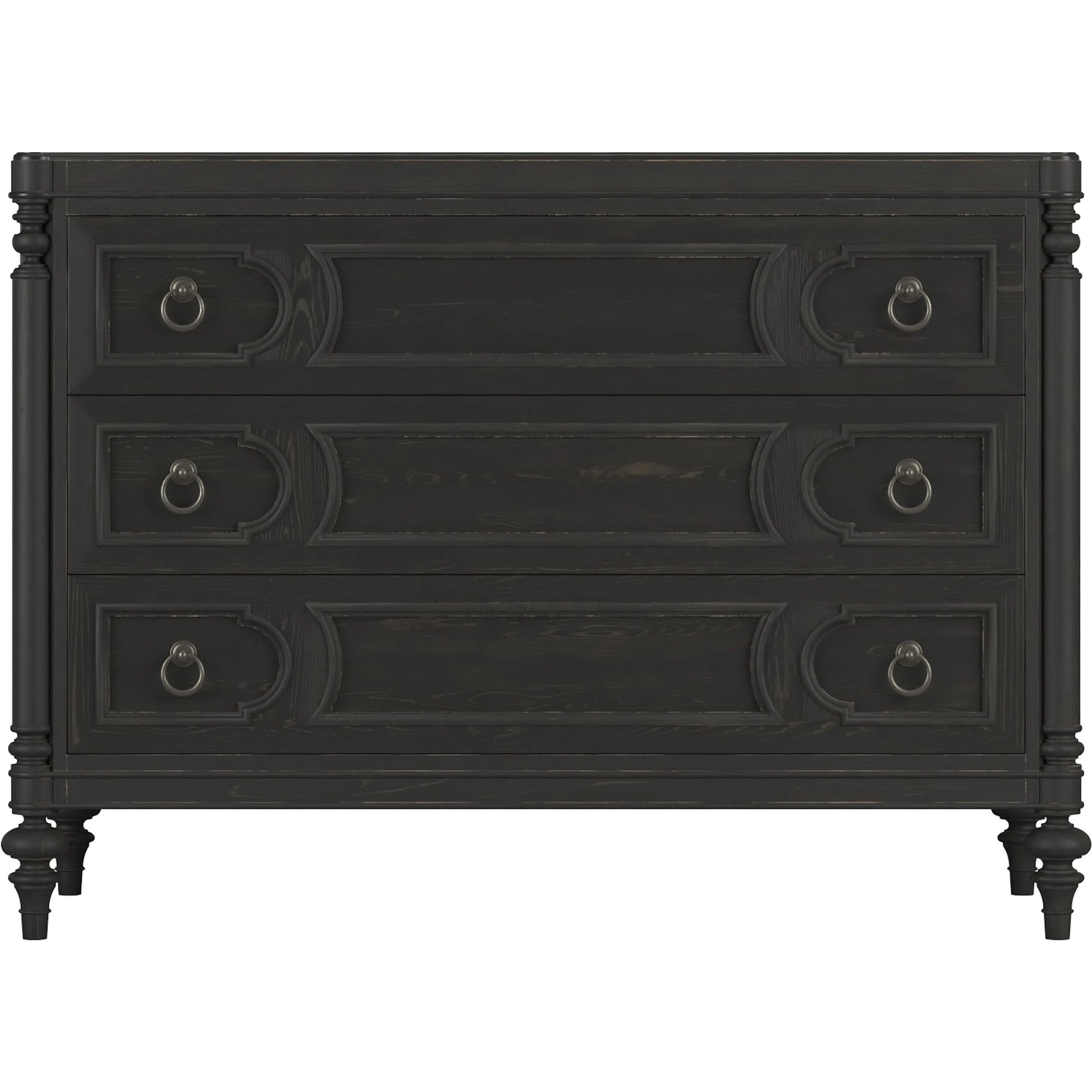 Atrium 3 Drawer Chest by A.R.T. Furniture in hand rubbed black, undertones of brown. Made from unique in a traditional style.