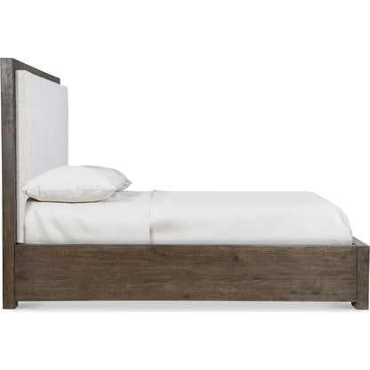 Outline Panel Bed by Bernhardt in cassel. Made from wood, fabric in a transitional style.