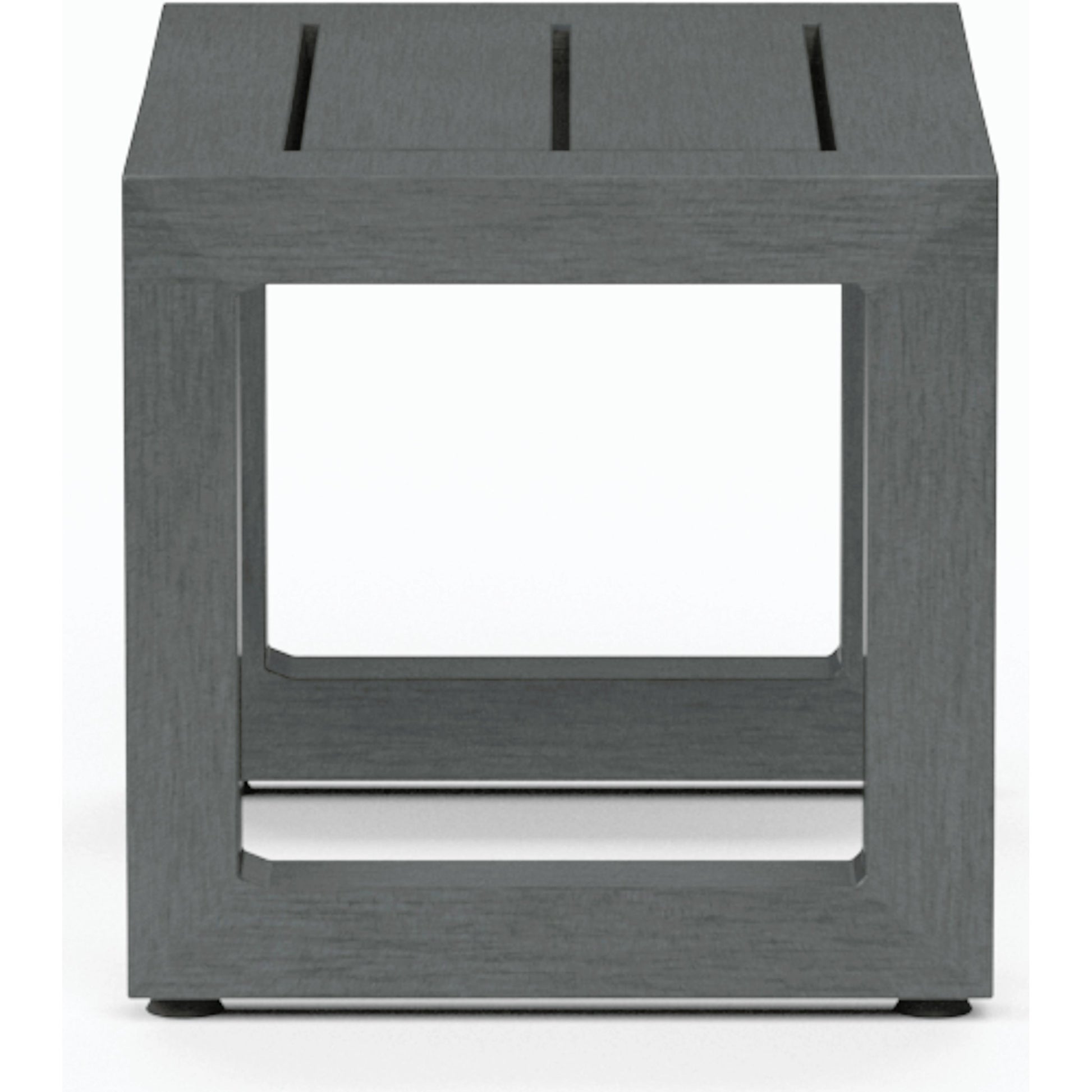 Redondo Outdoor End Table by Sunset West in slate. Made from aluminum in a modern style.