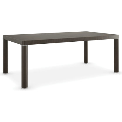 Mirror Image Dining Table by Caracole in silver and otter, walrus, polished silver. Made from asian hardwood, dyed eucalyptus, dyed tupelo in a traditional style.
