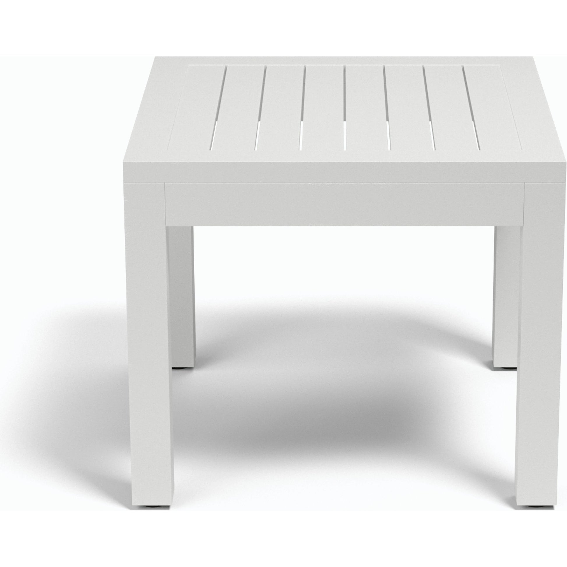 Naples Outdoor End Table by Sunset West in white. Made from aluminum in a modern style.
