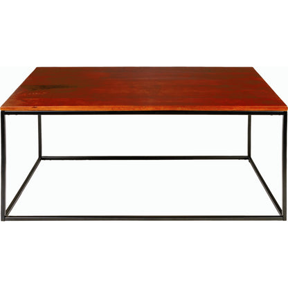 Aryaa Coffee Table by Livabliss in brown and powder coatedwood finish. Made from top: wood, base: 100% metal in a modern style.