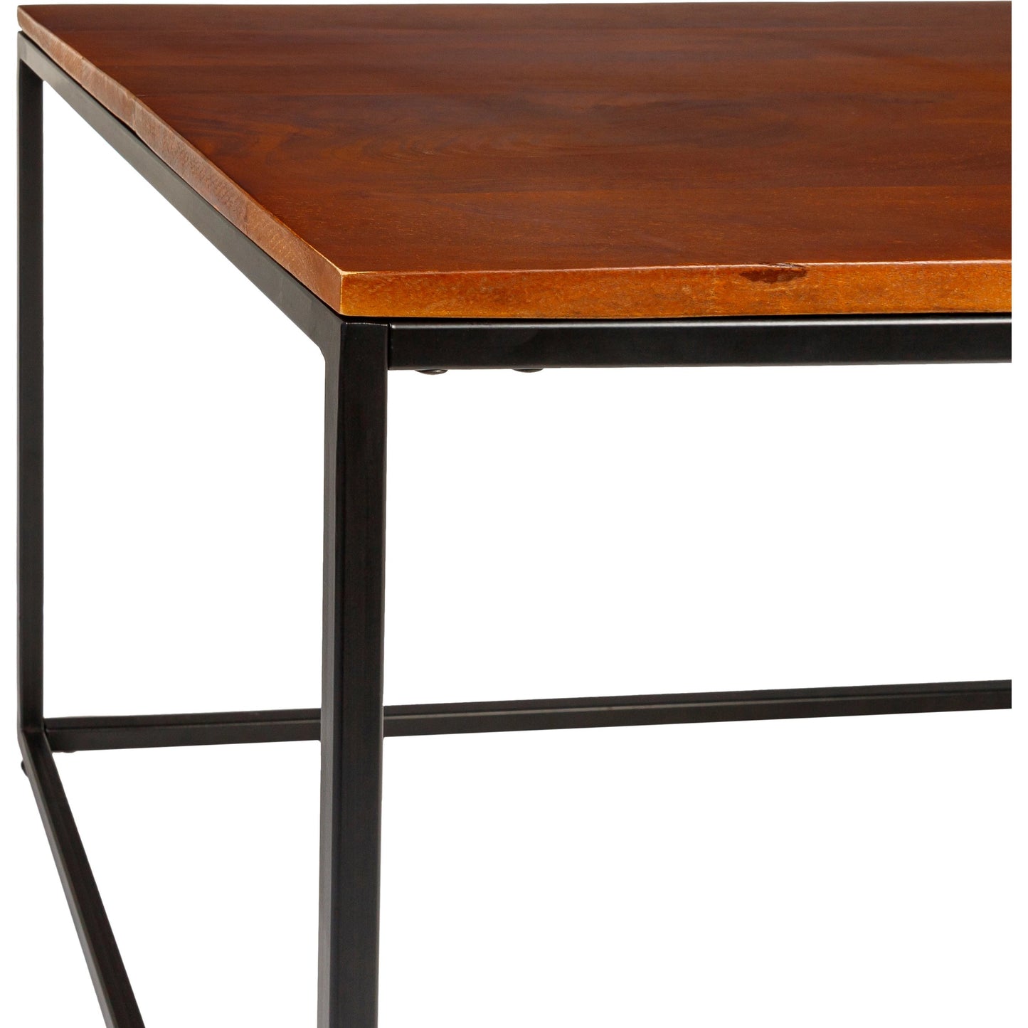 010 SI-1914832 | Closeup | Aryaa Indoor/Outdoor Coffee Table by Livabliss in brown and powder coatedwood finish. Made from top: wood, base: 100% metal in a modern style.