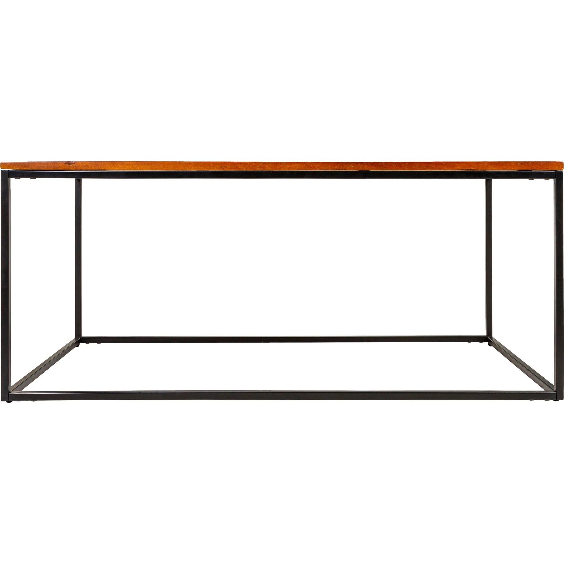 Aryaa Coffee Table by Livabliss in brown and powder coatedwood finish. Made from top: wood, base: 100% metal in a modern style.