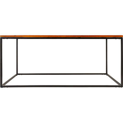 Aryaa Coffee Table by Livabliss in brown and powder coatedwood finish. Made from top: wood, base: 100% metal in a modern style.