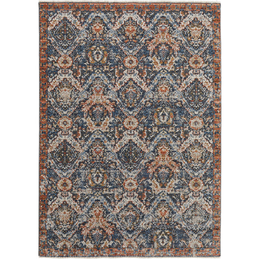 Kaia Transitional & Botanical Rug - 39HRF by Feizy in blue, orange, ivory. Made from unique in a unique style.