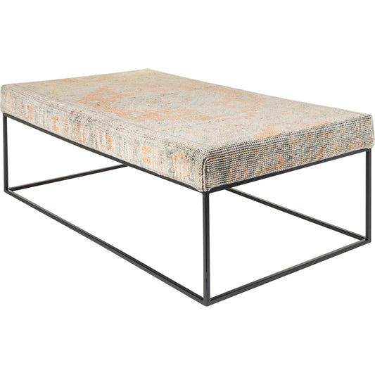 Yalova Bench by Surya in base: black and powder coated. Made from top: 56% wool, top: 20% cotton, fill: 90% foam, fill: 90% polyurethane foam, base: metal, frame: metal in a modern style.