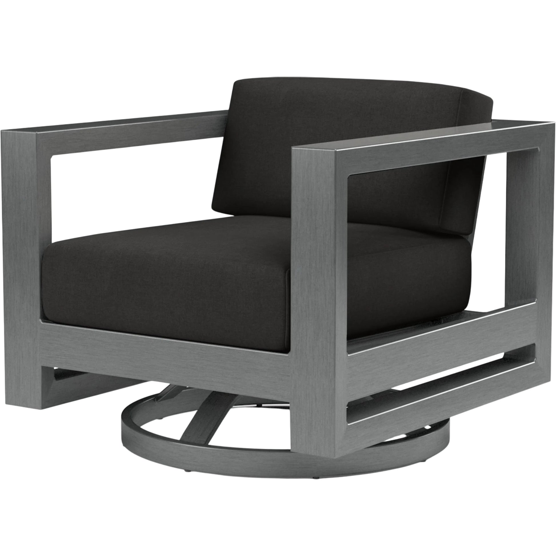 Redondo Outdoor Swivel Club by Sunset West in grays. Made from aluminum in a modern style.