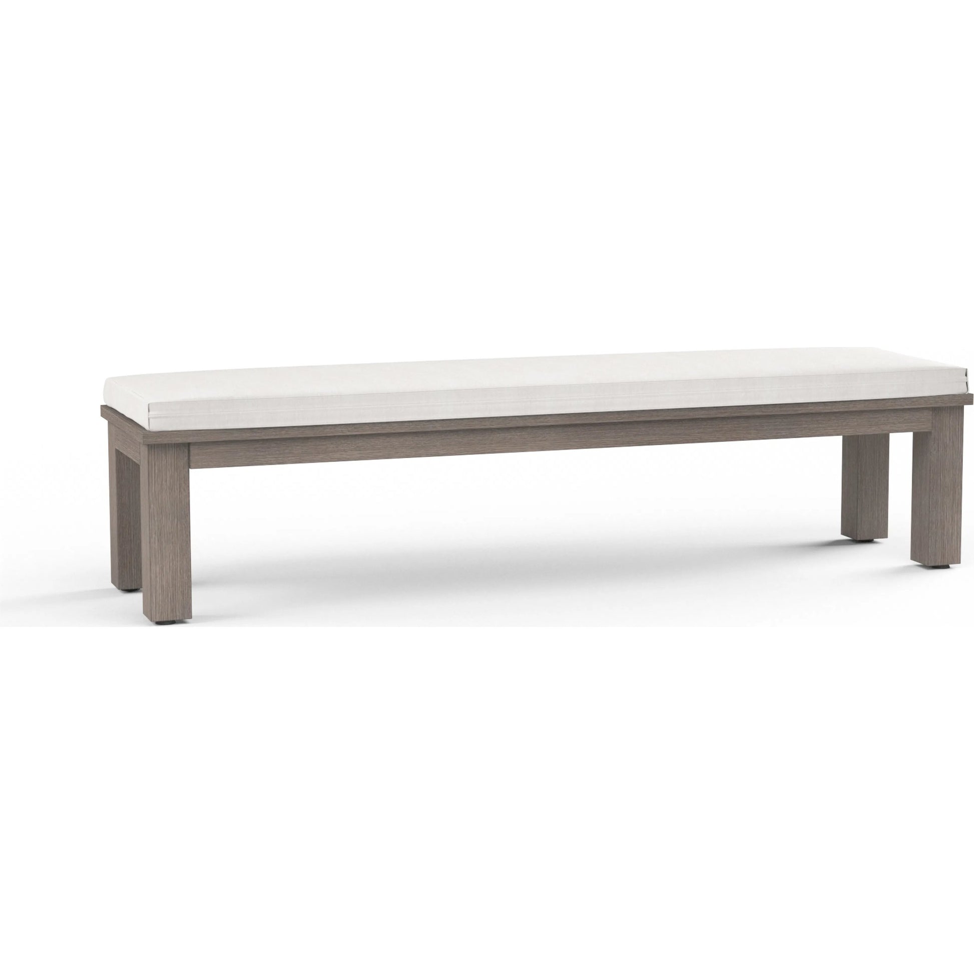 Laguna Outdoor Dining Bench by Sunset West in browns. Made from aluminum in a modern style.