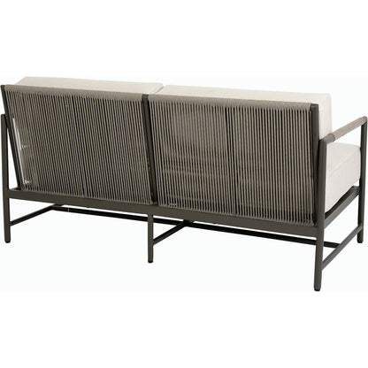 Pietra Outdoor Loveseat by Sunset West in graphite. Made from olefin rope in a modern style.