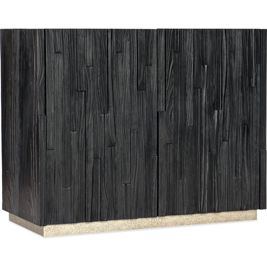 Chapman Shou Sugi Ban Accent Chest by Hooker Furniture in charred black. Made from pine veneers in a modern style.