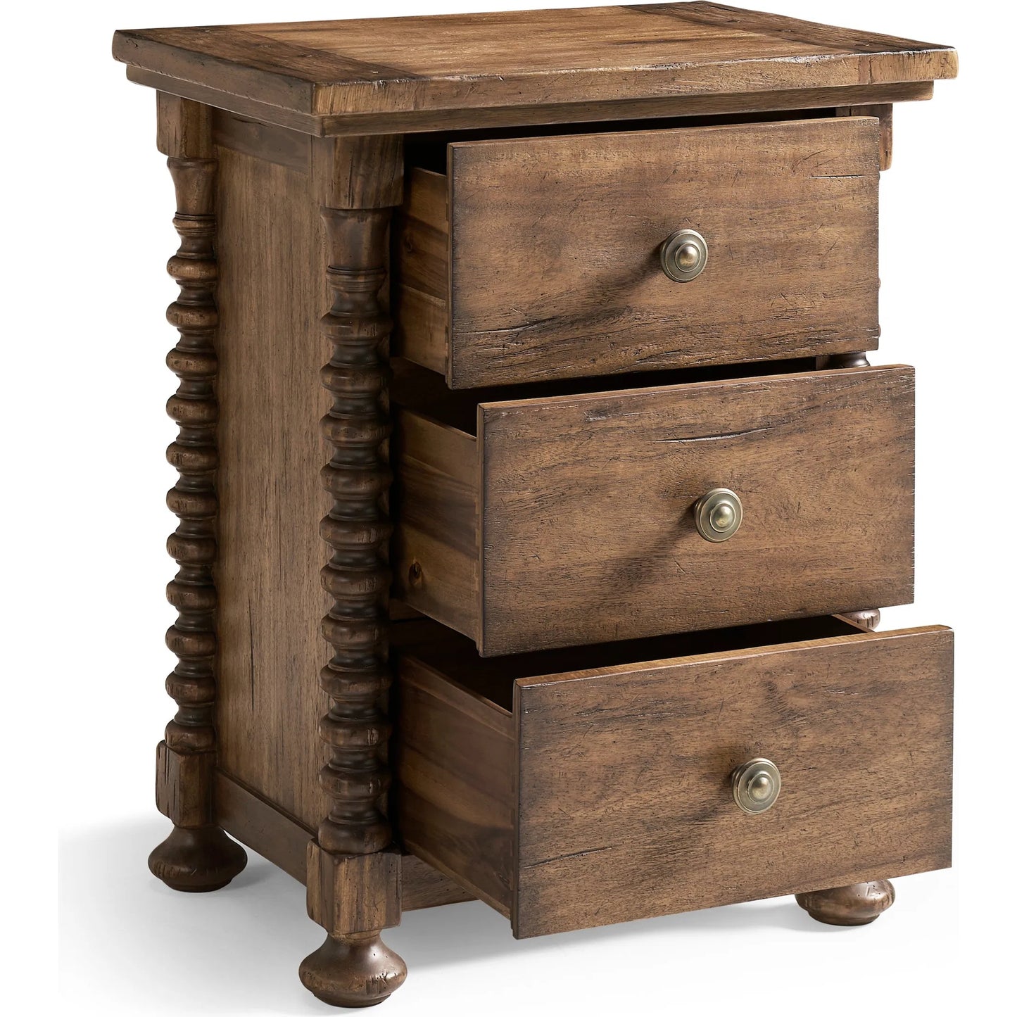 005 SI-2535757 | Additional Silo | Tamarisk 3 Drawer Narrow Nightstand by Jonathan Charles in medium spain walnut. Made from main acacia in a unique style.