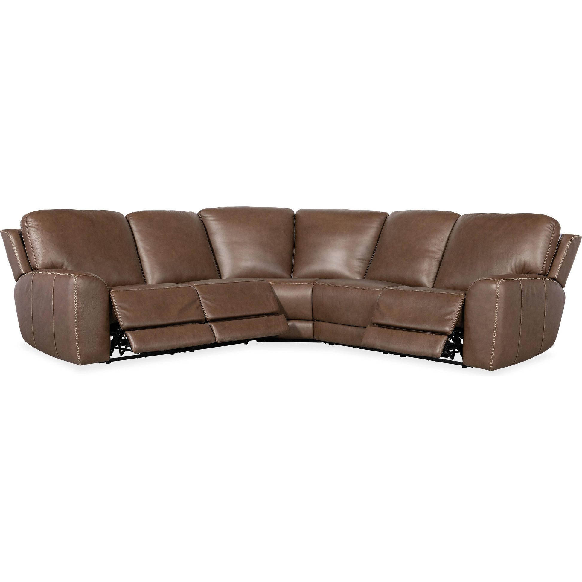 Torres 5 Piece Sectional by Hooker Furniture in sorrento mocha. Made from leather, sorrento mocha (semi-aniline top grain with splits) in a traditional style.