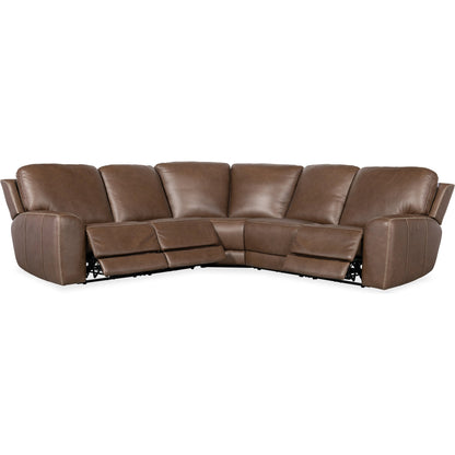 Torres 5 Piece Sectional by Hooker Furniture in sorrento mocha. Made from leather, sorrento mocha (semi-aniline top grain with splits) in a traditional style.
