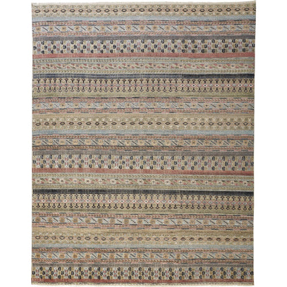 Payton Transitional Stripes Rug - 6498F by Feizy in tan, orange, blue. Made from viscose, wool in a unique style.