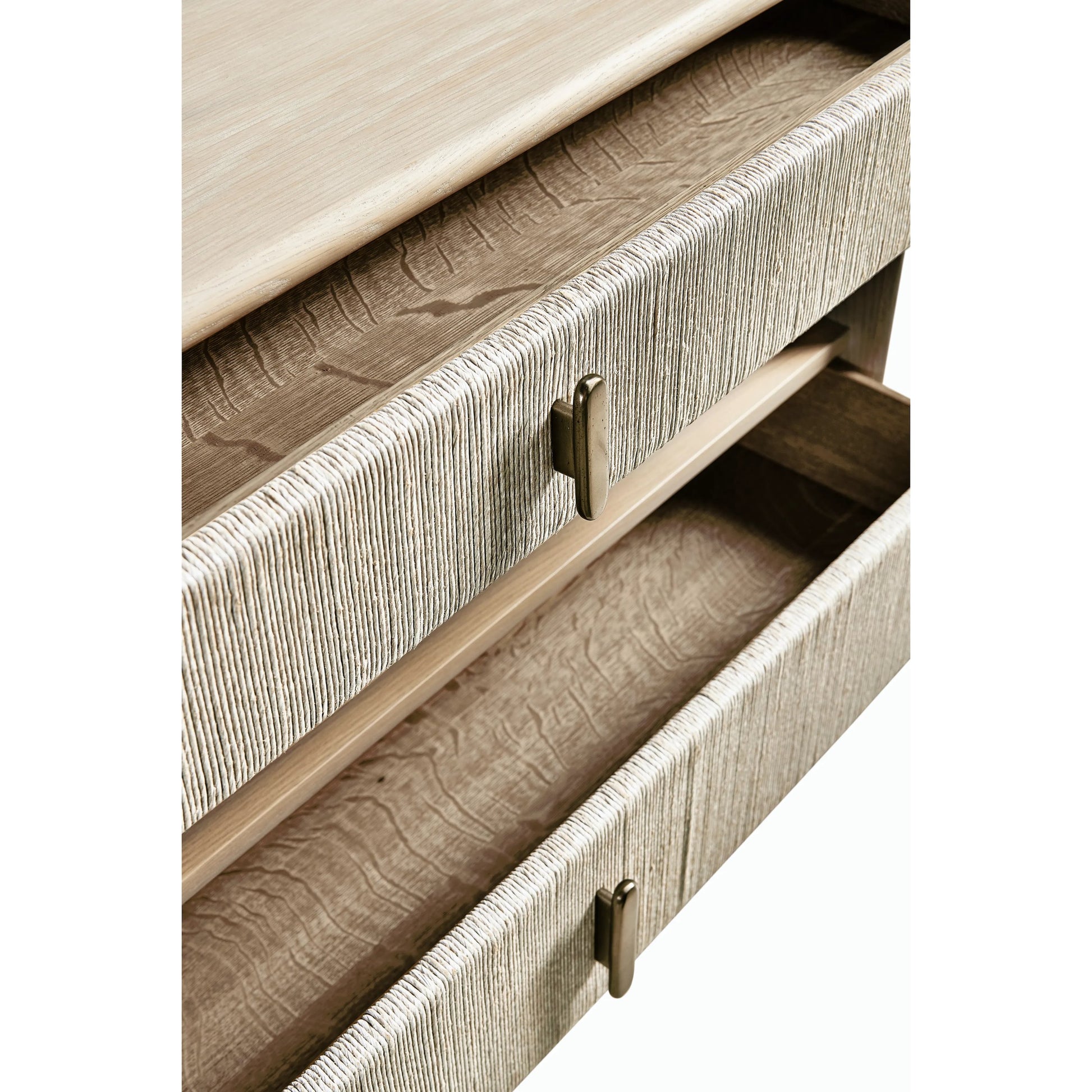 Water Clapotis Danish Cord Nightstand by Jonathan Charles in bleached oak. Made from oak, danish cord, metal in a transitional style.