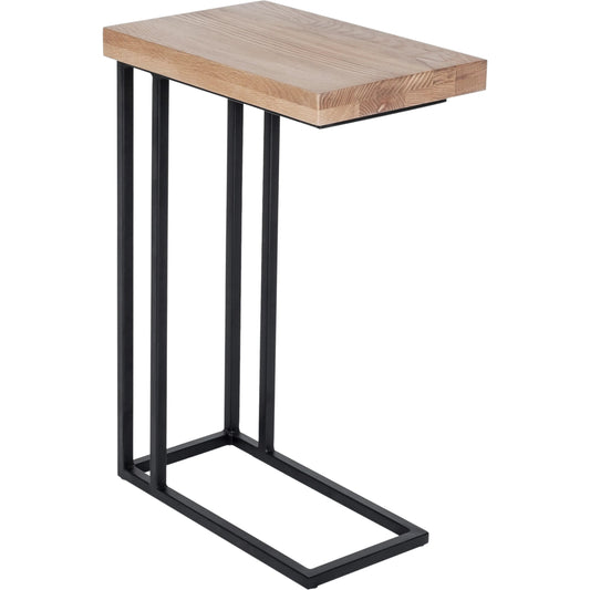Mila C Shape Side Table by Moe's Home Collection in white oil, black metal and white oil. Made from solid oak, metal frame in a modern style.