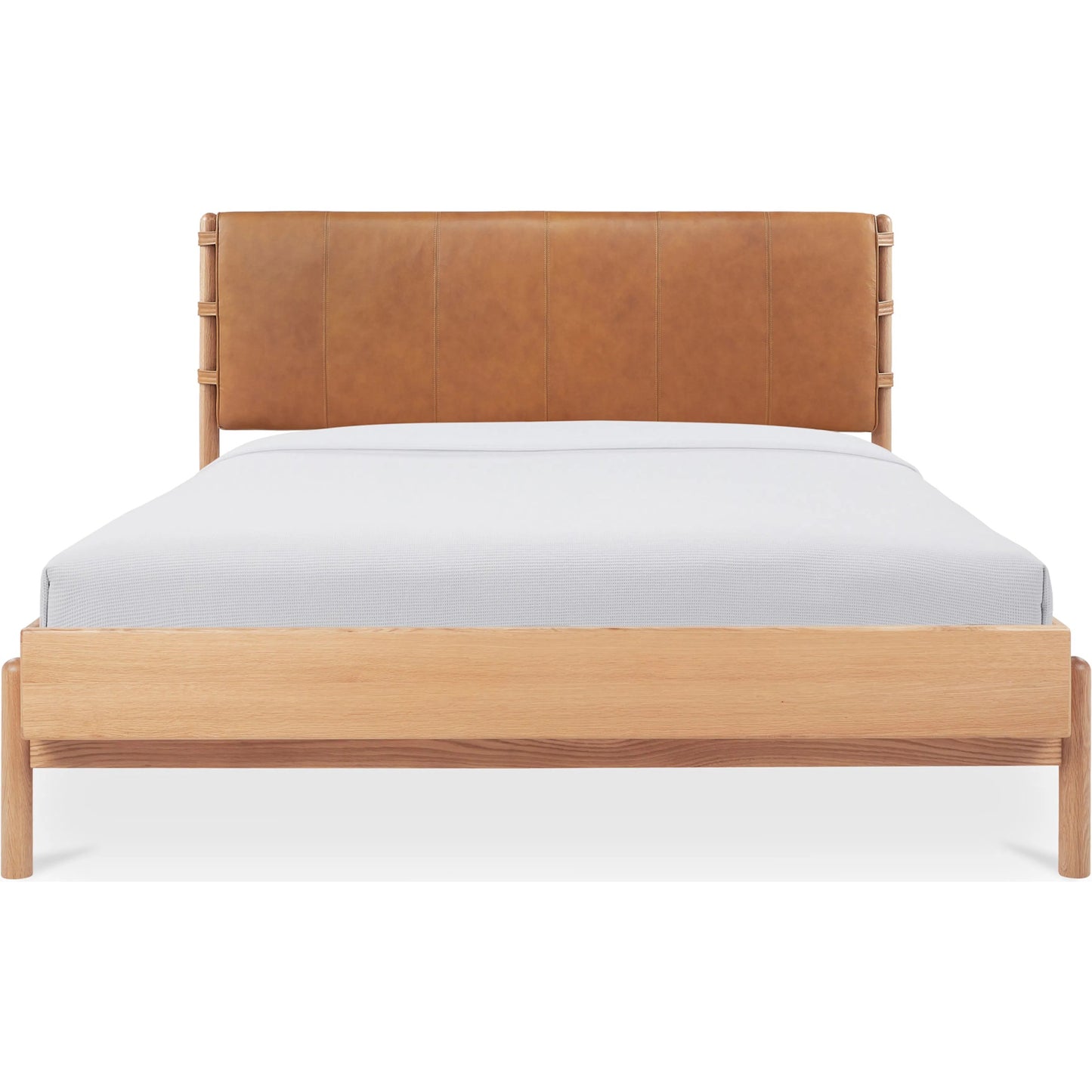 011 SI-2253653 | Additional Silo | Colby Bed by Moe's Home Collection in camel and soap lacquer. Made from upholstery: 100% top, top grain leather, solid oak leg, headboard frame, oak veneer over mdf bed frame in a traditional style.