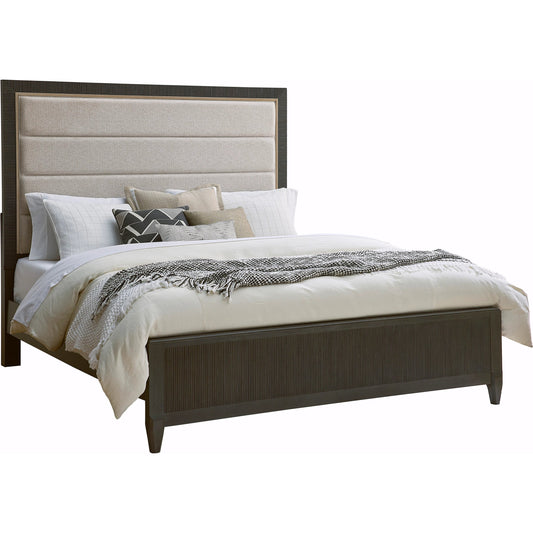 West End Loft Upholstered Bed by Pulaski Furniture in tuxedo. Made from rubberwood in a modern style.