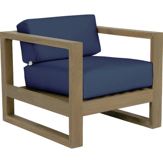 Coastal Outdoor Teak Club Chair by Sunset West. Made from teak in a modern style.