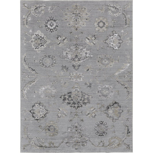 Macklaine Transitional Damask Rug - 39FQF by Feizy in silver, black. Made from polyester, polypropylene in a unique style.