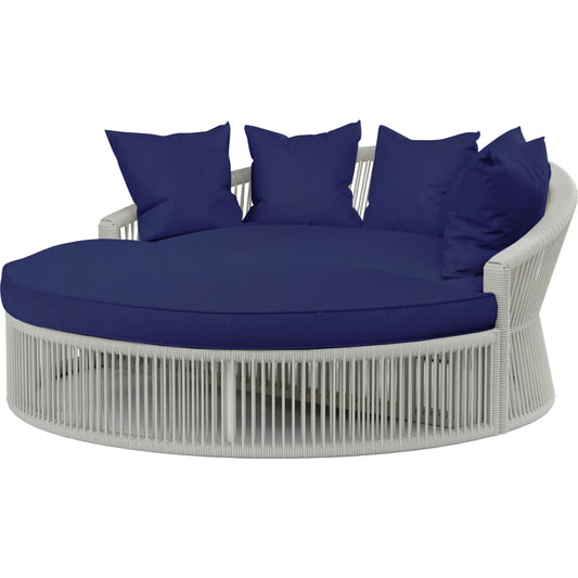 Miami Outdoor Daybed by Sunset West in frost. Made from olefin rope in a coastal style.