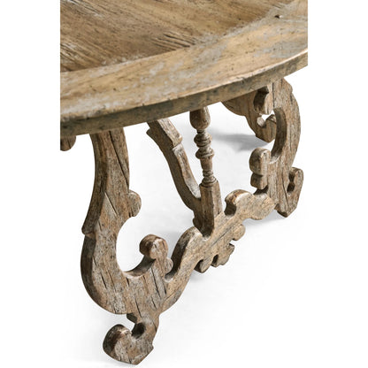 Caldera Centre Table by Jonathan Charles in light spain painted walnut. Made from acacia in a traditional style.