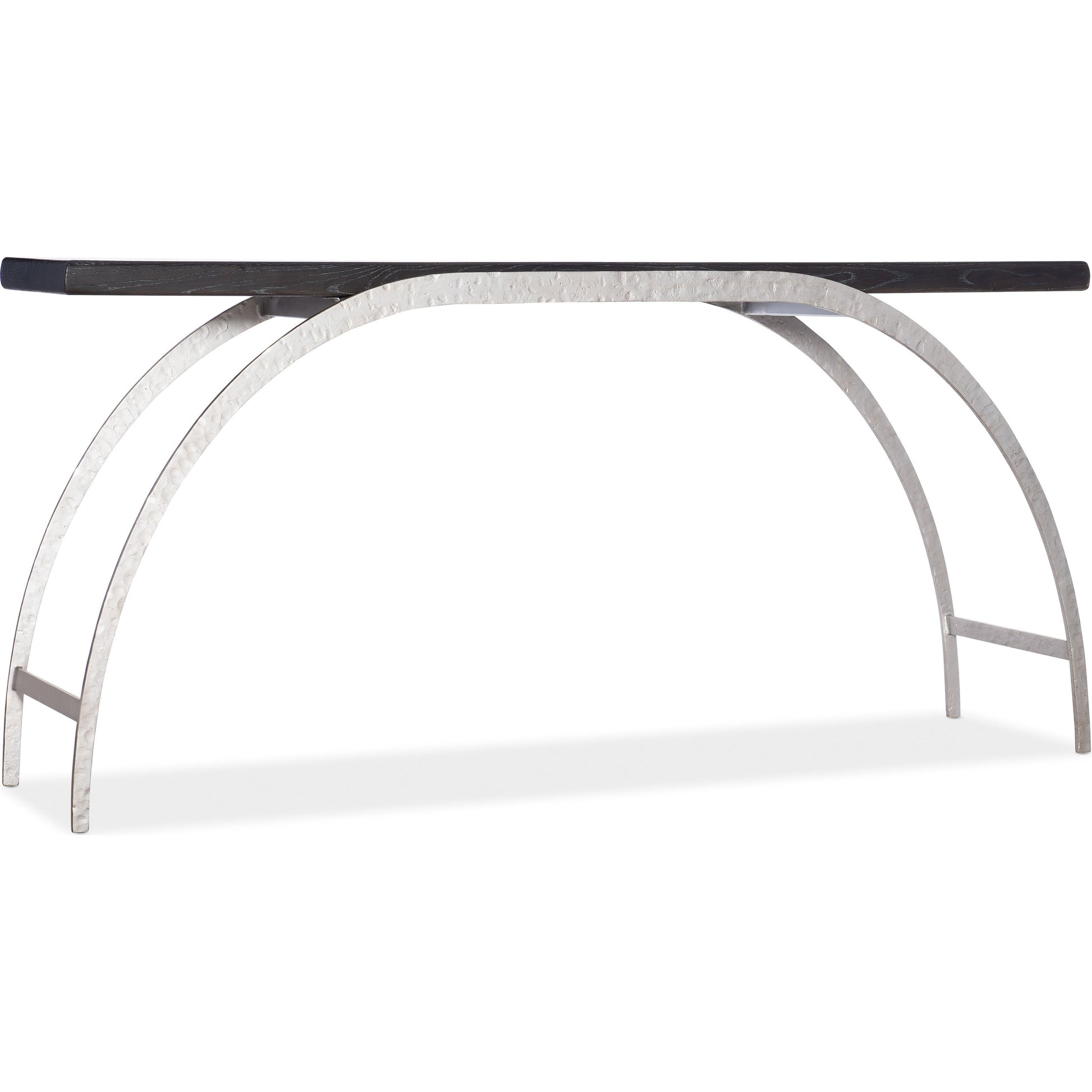 Commerce & Market Metal and Wood Console by Hooker Furniture in black. Made from oak veneers with metal sheet in a modern style.