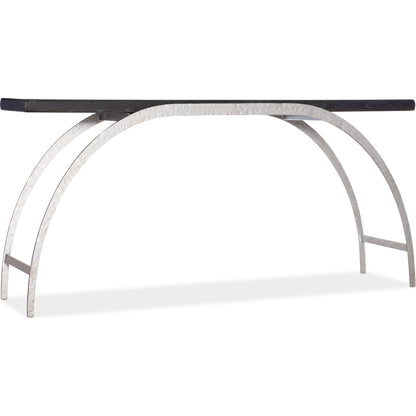 Commerce & Market Metal and Wood Console by Hooker Furniture in black. Made from oak veneers with metal sheet in a modern style.