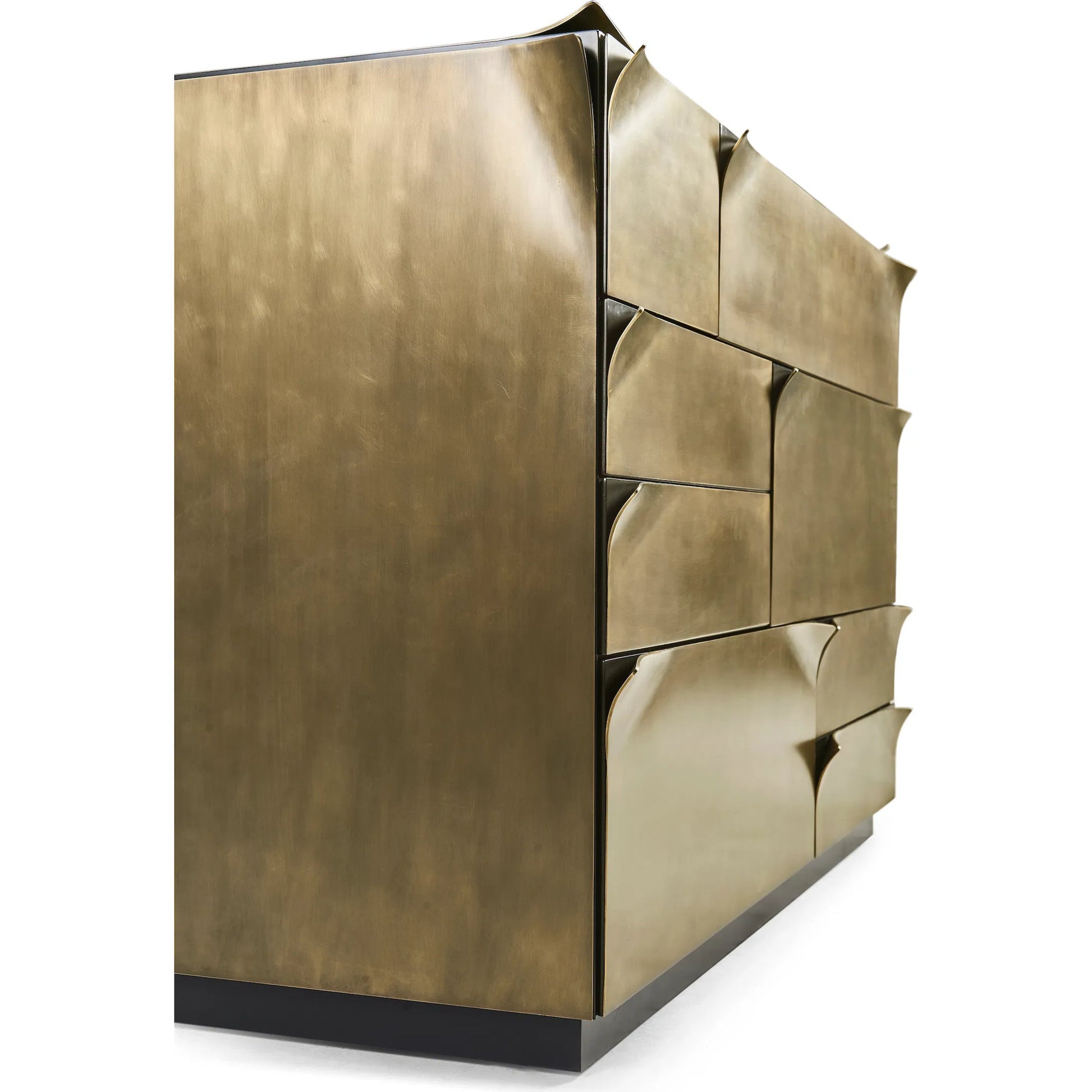 Hammersmith Drawer Chest by Jonathan Charles in gold and satin brass. Made from beech solids, brass in a unique style.
