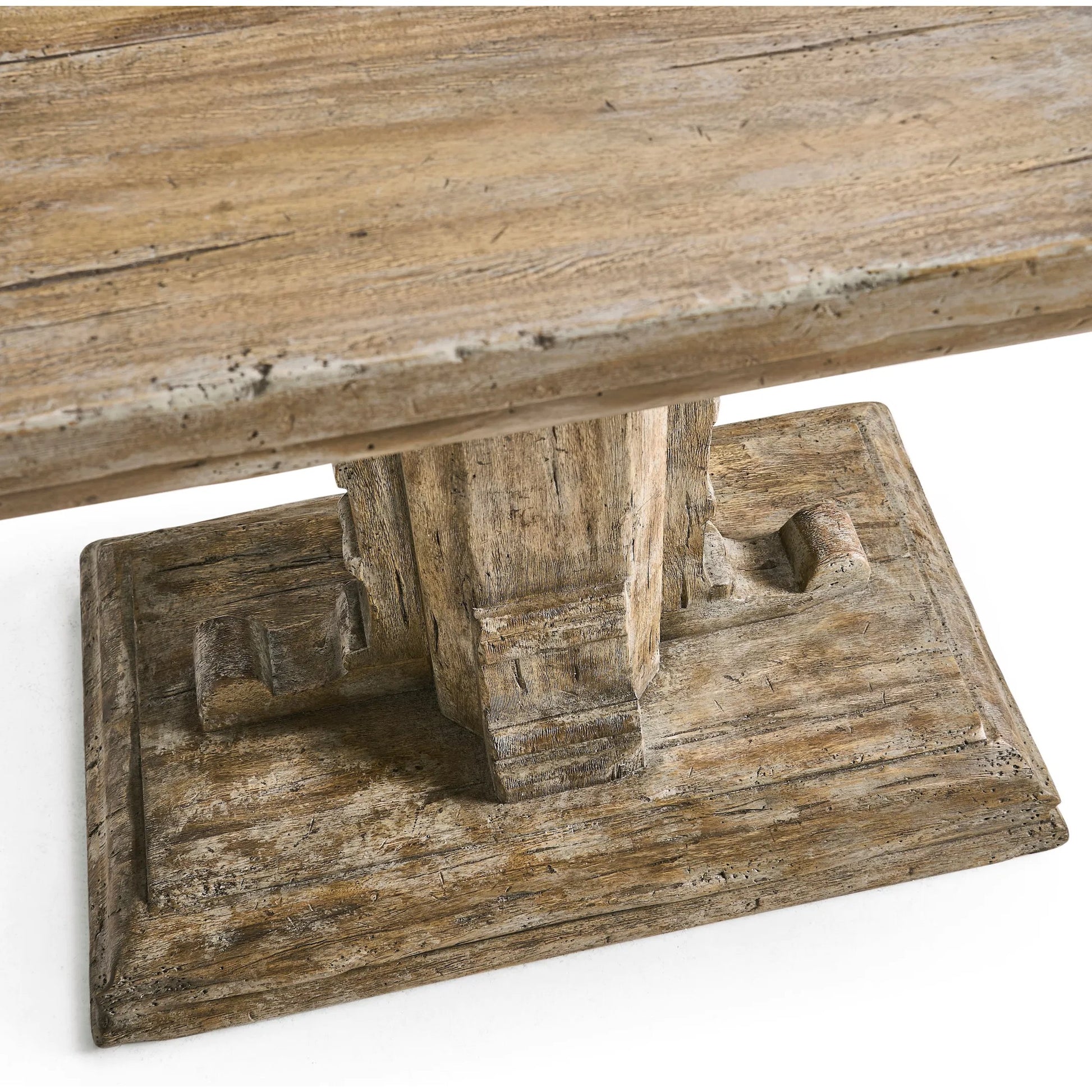 Caldera Pedestal-Base Side Table by Jonathan Charles in light spain painted walnut. Made from main acacia in a unique style.