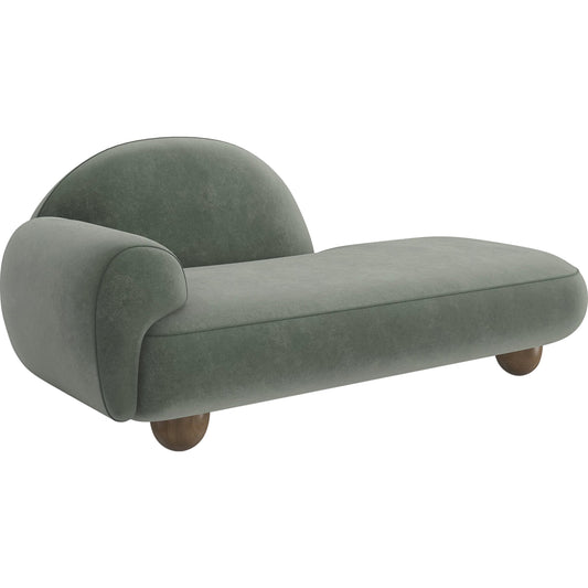 Cypress Chaise by Caracole in retro walnut. Made from walnut in a unique style.