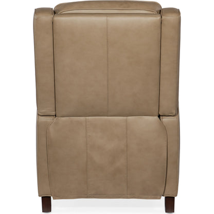 Tricia Power Recliner with Power Headrest by Hooker Furniture in aspen lenado. Made from leather, aspen lenado (finished top grain) in a traditional style.