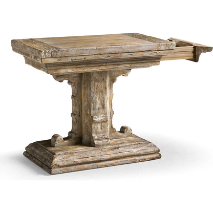 Caldera Pedestal-Base Side Table by Jonathan Charles in light spain painted walnut. Made from main acacia in a unique style.