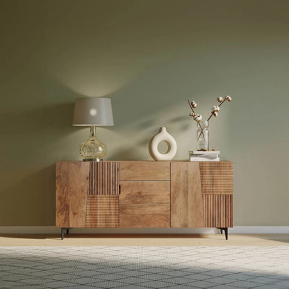 Peyton Sideboard by LH Imports in honey, black. Made from unique in a transitional style.
