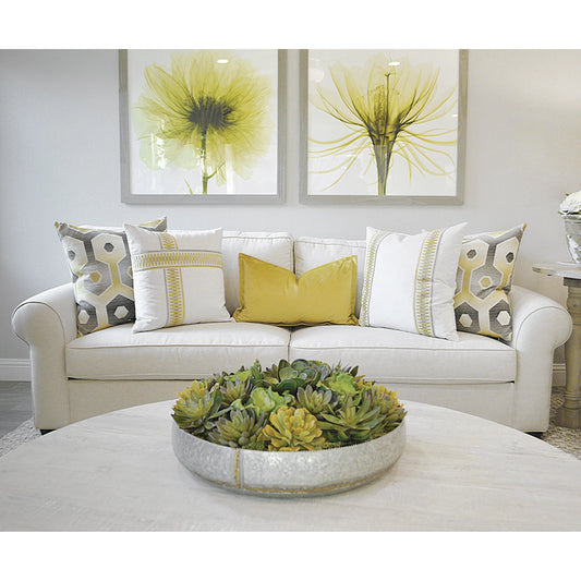 Quattroporte Pillow by DV Kap Home in grey, yellow. Made from 76% rayon, 24% polyester in a unique style.